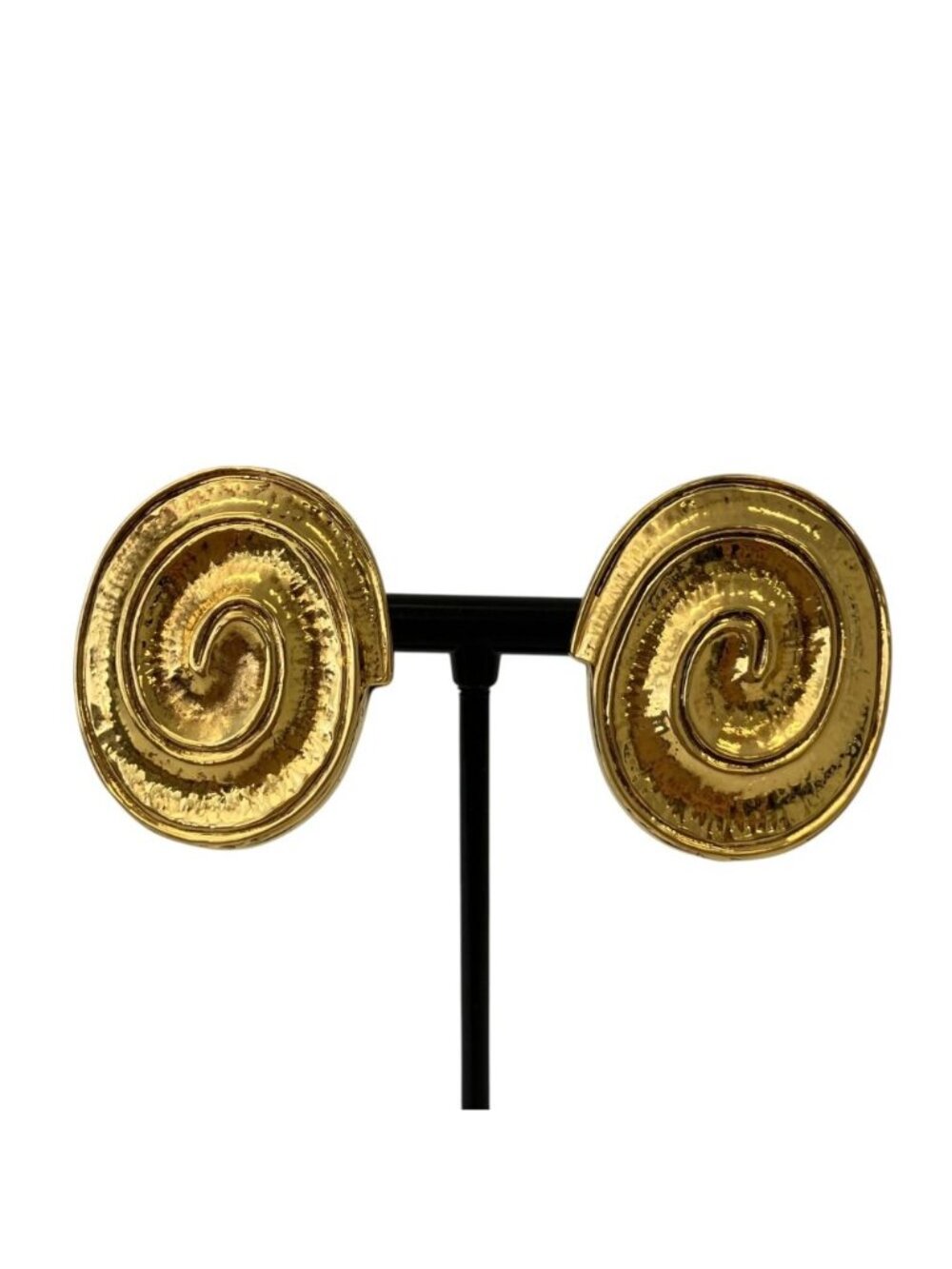 Saint Laurent Conch Motif Earrings Gold Plated